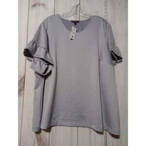 Lane Bryant Shirt Womens 20 Satin Ruffle Sleeve Blouse Top Plus‎ Size Blouse